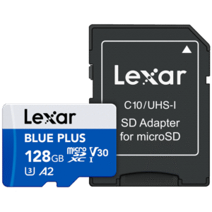 LEXAR microSDHC Blue Plus UHS-I with SD adapter, up to 170MB/s read  C10/A2/U3 (V30) 128GB