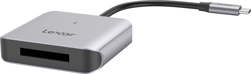 the Lexar CFexpress Type B USB-C Reader provides 10Gbps speeds for a smooth workflow from location to post production. And with the built-in USB Type-C cable