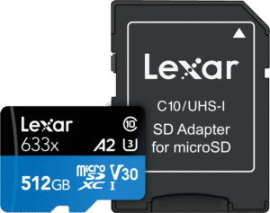 LEXAR microSDXC 633x UHS-I/A2/U3/10 R100/W45MB (V30) 512GB