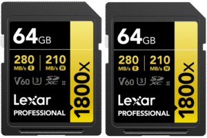 LEXAR SDXC Pro 1800x U3 UHS-II R280/W210 (V60) 64GB - 2pack