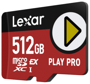 the Lexar PLAY PRO microSDXCExpress Card gives gamers an epic performance power- up. With capacity up to 1TB
