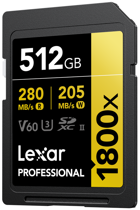 the Lexar Professional 1800x SDXC UHS-II Card GOLD Series lets you quickly capture and transfer high-quality photos and stunning Full-HD and 4K video with speeds up to 280MB/s read1. With the latest UHS-II technology and Video Speed Class 60 (V60) rating