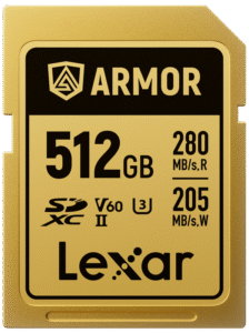 LEXAR SDXC ARMOR Gold UHS-II U3, Stainless Steel, IP68 R280/W210 (V60) 512GB