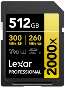 LEXAR SDXC Pro 2000X UHS-II U3 R300/W260 (V90) 512GB