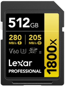 LEXAR SDXC Pro 1800x U3 UHS-II R280/W210 (V60) 512GB