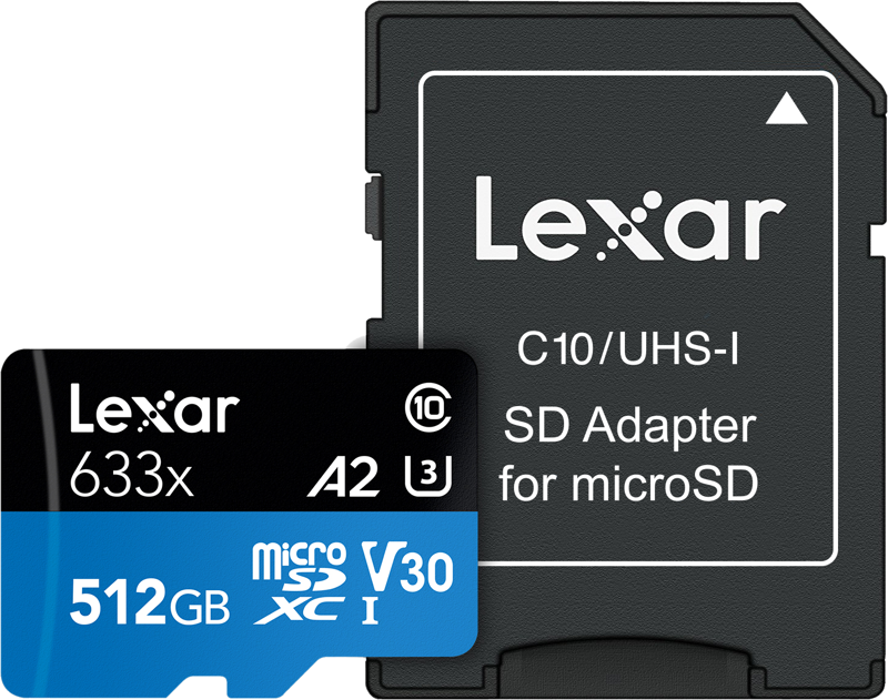 LEXAR microSDXC 633x UHS-I/A2/U3/10 R100/W45MB (V30) 512GB