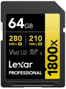 LEXAR SDXC Pro 1800x U3 UHS-II R280/W210 (V60) 64GB