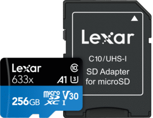 LEXAR microSDXC 633x UHS-I/A1/U3/10 R100/W45MB (V30) 256GB