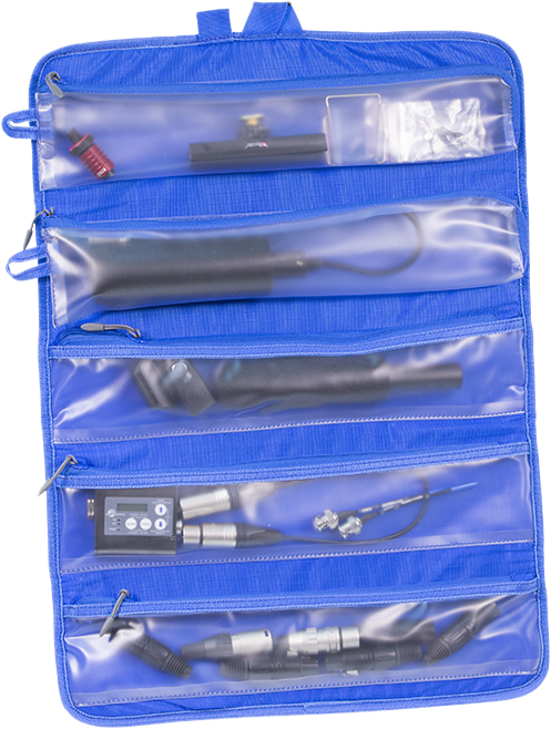 Thin bag to organize and store microphones