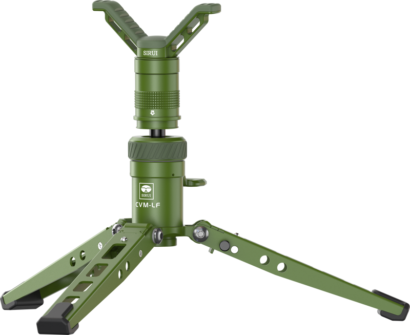 Monopod base with feet which can be used as a great table tripod with included pedal version ballhead function. It´s also included a quick-release V-shaped clamp for use with guns or long lenses