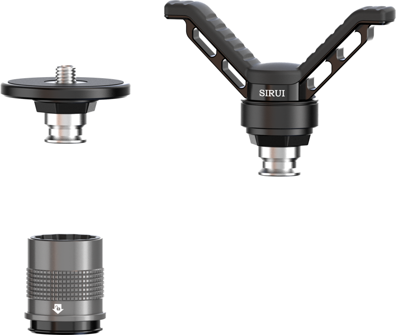 A kit to be able to easy switch between the V-Shape support for rifle shooting or the flate base for attachment of ballhead or video head.