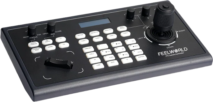 professional video conferencing and live streaming. It can control up to 255 PTZ cameras via LAN or serial interface. Multi-function joystick and intuitive buttons to fast and precise real-time adjustment. It enables you to remotely control the speed of pan