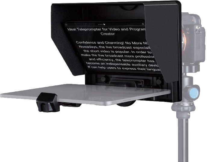 FEELWORLD TP10 Portable 10-inch Folding Teleprompter supports up to 11" Smartphone/Tablet Prompting Smartphone.