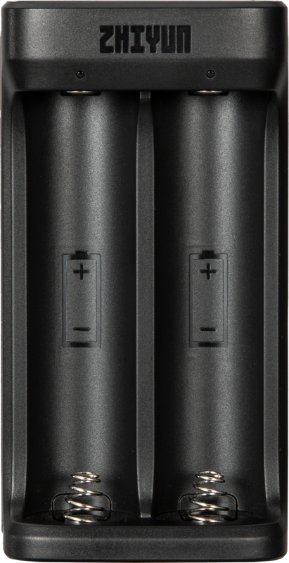 Battery charger for the two batteries used in the Zhiyun Crane 2 and Crane 3.
