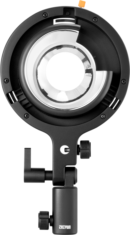The Zhiyun Bowens Mount Adapter type A lets you use any light modifiers with Bowens Mount with the Molus G60. The adapter fits on top of a light stand with 1/4" end.