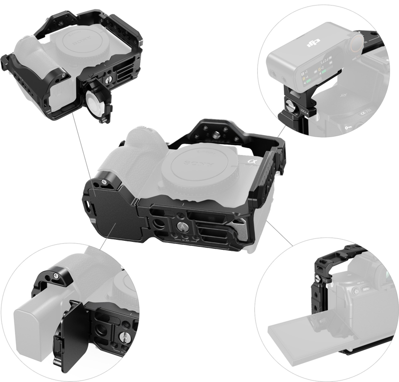 a hinged door at the battery compartment enhances grip by providing extra support for the little finger.