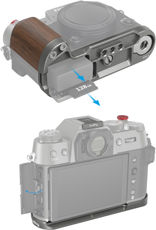 SMALLRIG 4736 Wooden L-Shape Grip for Fujifilm X-T50 Charcoal Silver