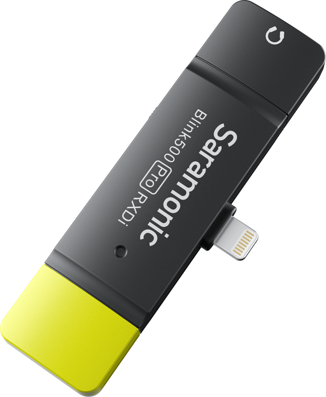 Dual-channel wireless lightning receiver for Apple iOS devices for use with the Sarmonic Blink 500 PRO system