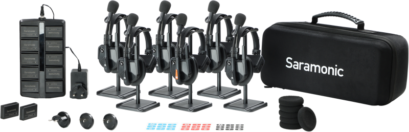 The WiTalk9-6S 6-Person Full-Duplex Wireless Intercom System is a DCT-based system that provides reliable and clear communication in live-event production applications without requiring a hub or bodypack.