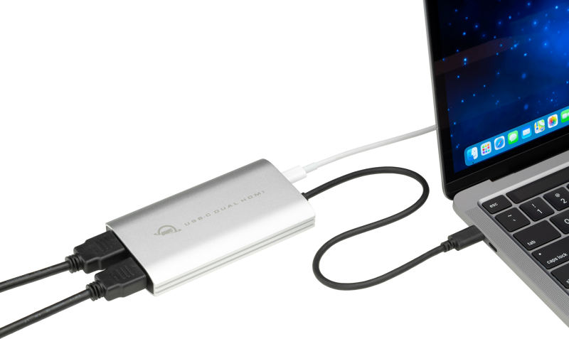 OWC Adapter USB-C to Dual HDMI 4K Display Adapt w. DisplayLink f. M1 Mac, Mac/PC w.USB-C/Thunderbolt