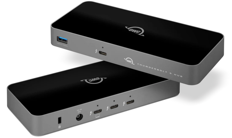 Thunderbolt 5 HubAdd More Thunderbolt 5 Ports for More ConnectivityExplore a new world filled with workflow possibilities and state-of-the-art performance with the OWC Thunderbolt 5 Hub. It’s the perfect compact connectivity solution to solve the big problem of not having enough Thunderbolt 5 ports.