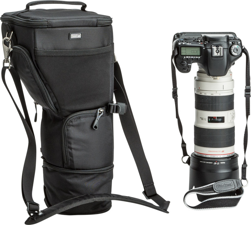 70-200mm f/2.8 with lens hood in shooting position