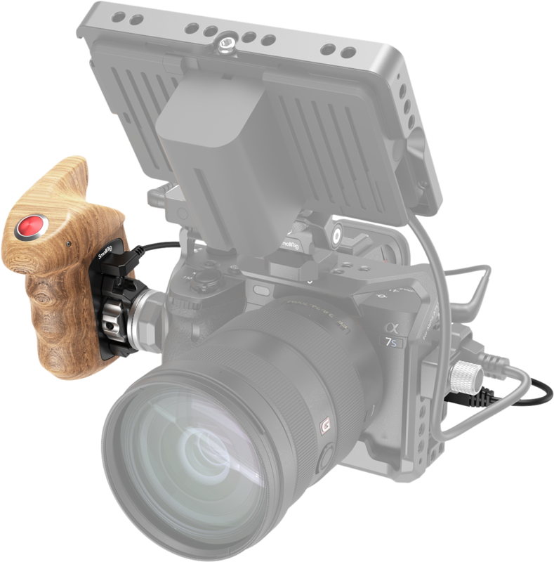 SMALLRIG 3324 Rosette Side Handle Wood with Record Start/Stop Remote Trigger