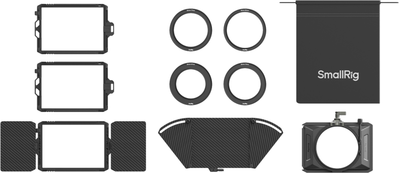 effectively reducing flare and maintaining image quality by blocking stray light from sunlight and other sources. This matte box includes two 4 x 5.65" filter trays that can be quickly mounted via a NATO clamp and supports multiple filters stacked together.