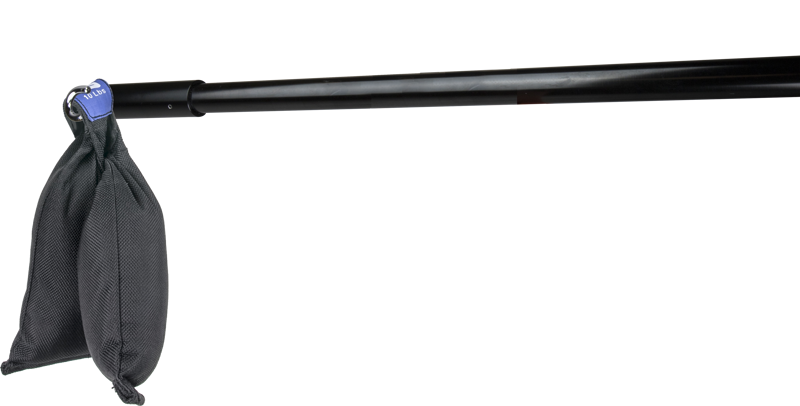 the Kupo Aluminum Baby Boom can be fully extended to 2m and loads up to 3 kg. Easy to set up and break down with the provided Allen key on the T-handle.