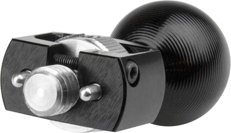 this CNC machined aluminum ball with 3/8in-16 screw and Arri locating pins prevents equipment from rotating after mounting. This feature is a widely used connection in the video and cinema industries regularly found on camera cages.