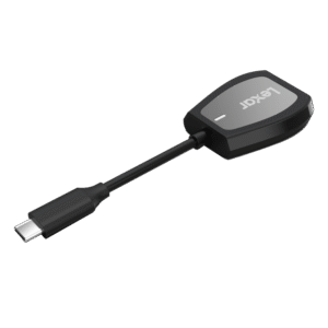 the Lexar® Professional USB-C™ Dual-Slot Reader works with SD™ and microSD™ UHS-II cards and offers creatives fast transfer speeds up to 312MB/s1 read. For added convenience