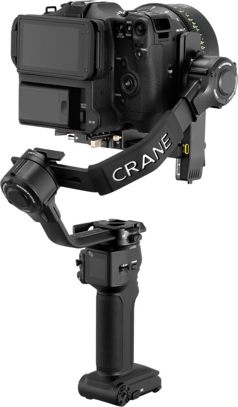 Crane 4 effortlessly and securely accommodates full-frame DSLR and compact cinema cameras. Unleash full power without sacrificing portability.
