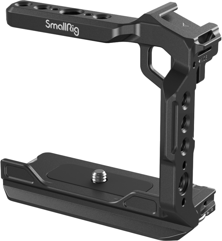 half-cage design for enhanced and convenient handgrip experience. Arca Swiss quick-release plate on the bottom for fast switching between tripod and DJI RS 2 / RSC 2 / RS 3 / RS 3 Pro gimbals