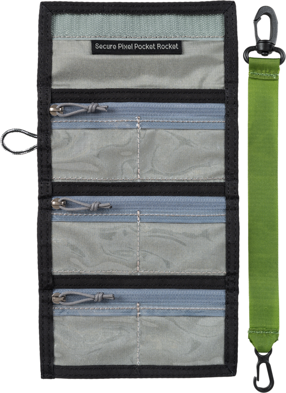 or numerous microSD memory cards. Fits easily in your pocket or attaches to your belt or bags.