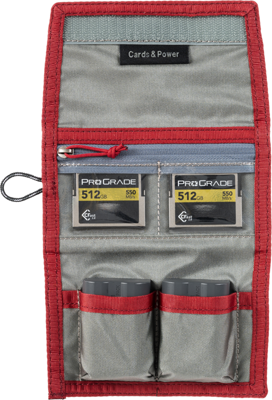 THINK TANK Cards & Power Wallet (holds 2 CF/CFexpre or 4 SD/micro SD & 2 Batteries) Chili Pepper Red