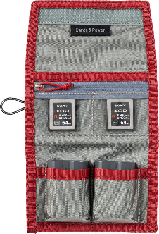 THINK TANK Cards & Power Wallet (holds 2 CF/CFexpre or 4 SD/micro SD & 2 Batteries) Chili Pepper Red