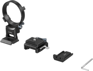 card slot). Supports camera with or without a cage and supports Arca-Swiss / Manfrotto RC2 QR-mounts