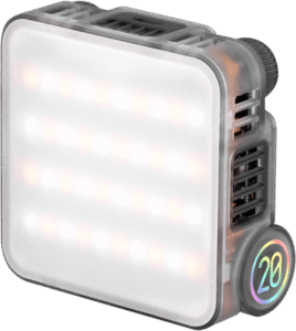 it runs 40 minutes at full 20W power and allows for simultaneous charging and lighting.