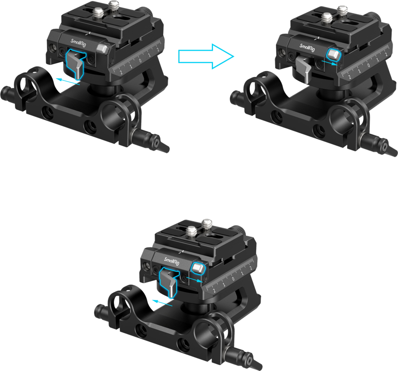 etc. after installing the 15mm rods. The mount plate is height-adjustable and compatible with most mirrorless cameras and lenses