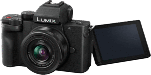 high-resolution QFHD 4K 24p/30p videos in 3840x2160 resolution and FHD at 60p. A 3-in free-angle touch rear monitor and advanced I.S. ensures clear walk-and-talk Frame Marker for popular aspect ratios REC Frame Indicator. The G100D also features spatial audio recording