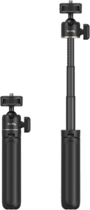 a smartphone holder and Vibe P96 LED Video Light. This compact and portable kit has an impressive load-bearing capacity of 1.5kg. Combines the functions of a tripod and selfie stick. Compact and portable.