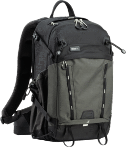 with a rear-panel compartment for photo gear