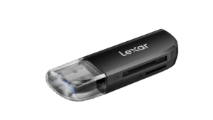 this one reader can handle both card types with quickly offload images with transfer speeds up to 104MB/s.1