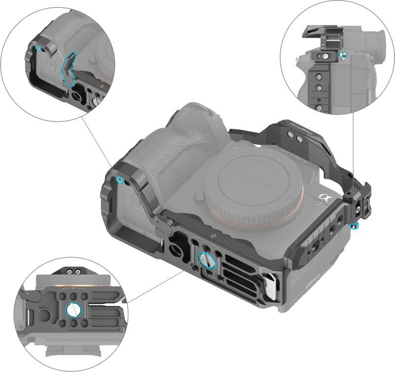 and a top handle. The patented self-developed quick-release structure (named HawkLock) covers cold shoes