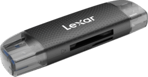 plus dedicated USB-C and USB-A interfaces that transfer data at speeds of up to 205 MB/s. This card reader is powered via USB