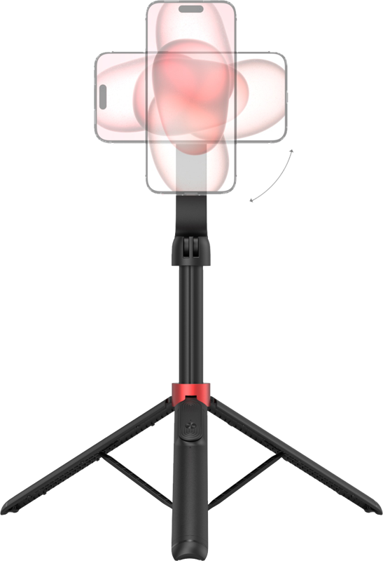 with adjustable length ranging from 390mm to 1320mm. Featuring a MagSafe magnetic mount and a foldable phone clamp