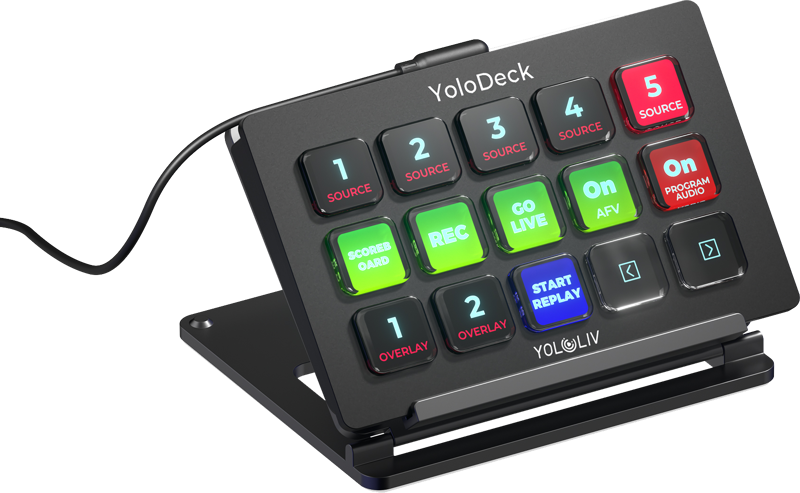 featuring 15 customizable LCD keys. It allows for seamless control of live streaming functions such as starting/stopping streams