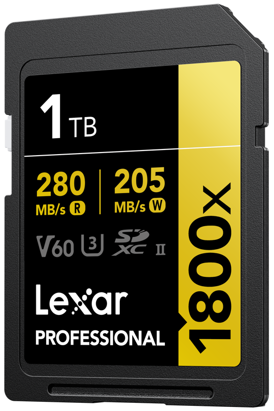 the Lexar Professional 1800x SDXC UHS-II Card GOLD Series lets you quickly capture and transfer high-quality photos and stunning Full-HD and 4K video with speeds up to 280MB/s read1. With the latest UHS-II technology and Video Speed Class 60 (V60) rating