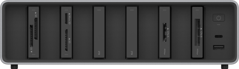 the Workflow system lets them customize the six bays with reader and portable SSD modules to precisely suit their needs.