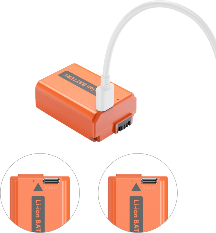 SMALLRIG 4965 NP-FW50 USB-C Rechargeable Camera Battery Orange